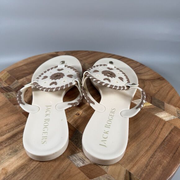 Jack Rogers Georgica Jelly Flip Flop Thong Sandals Womens Sz‎ 7 White - Picture 4 of 6